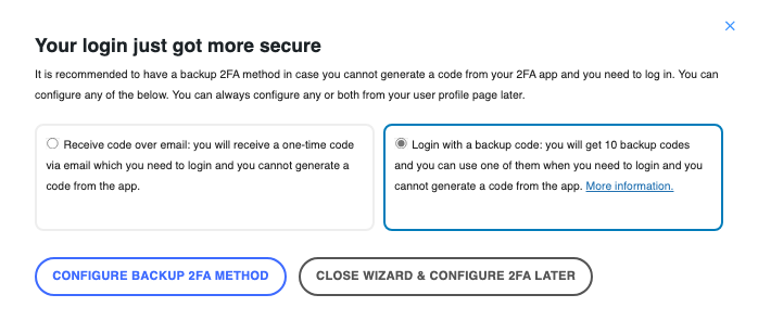 configure your 2FA backup method