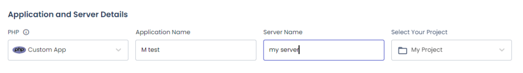 Name your managed app and server.