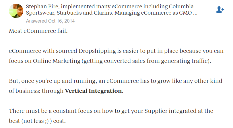dropshipping expert opinion on Quora