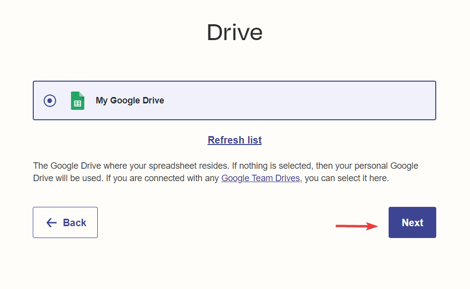 select the Drive and click next