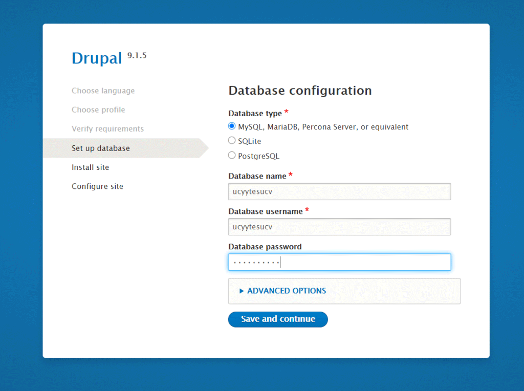 drupal database configuration