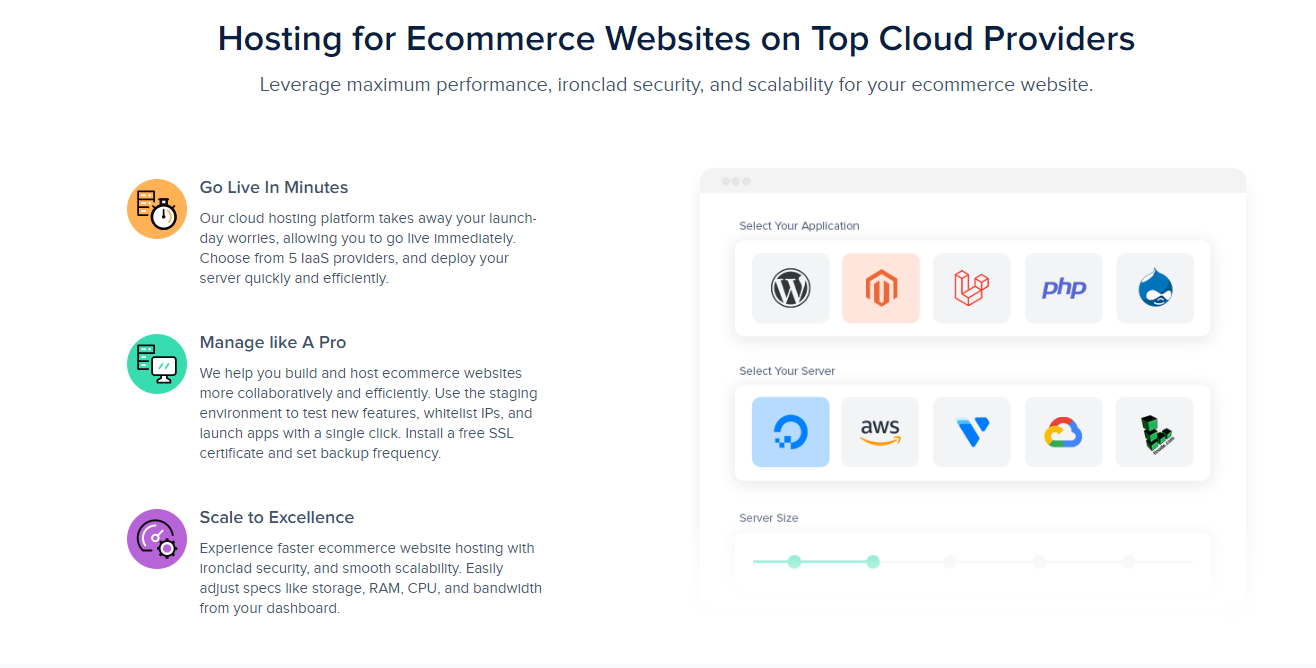 Screenshot of ecommerce hosting page on Cloudways