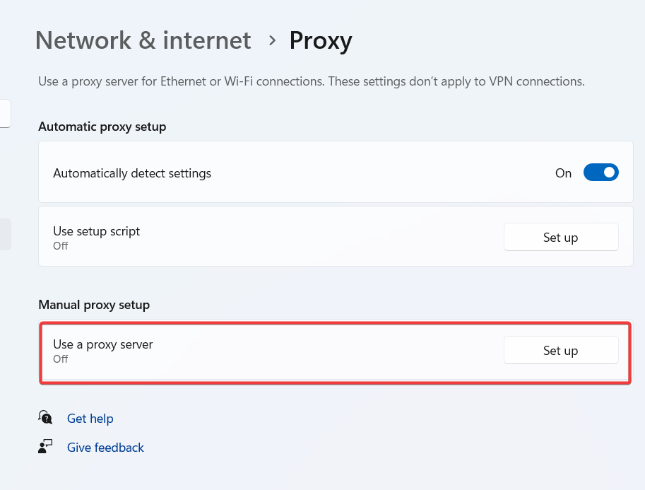 Disable the Proxy Server