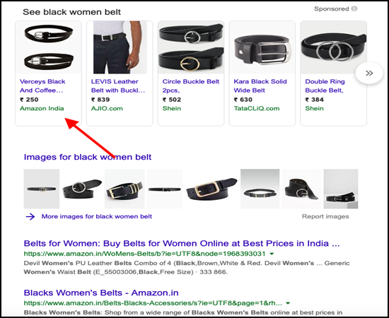 google results for belts