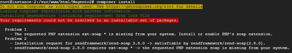 installing Composer using the command composer install