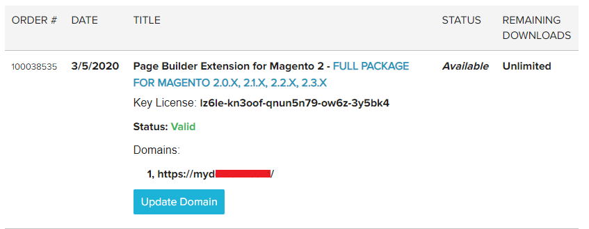 license updated Magento page builder