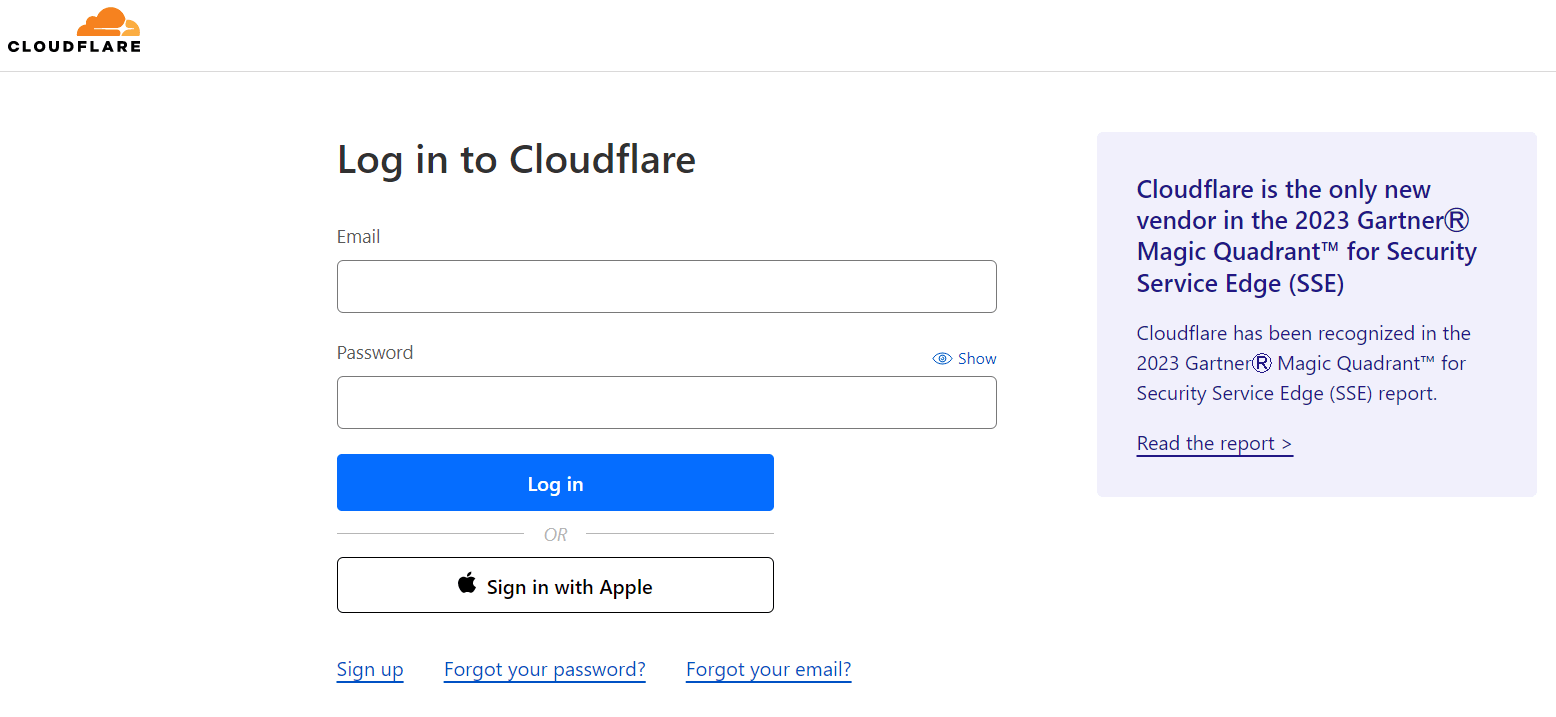 login to cloudflare