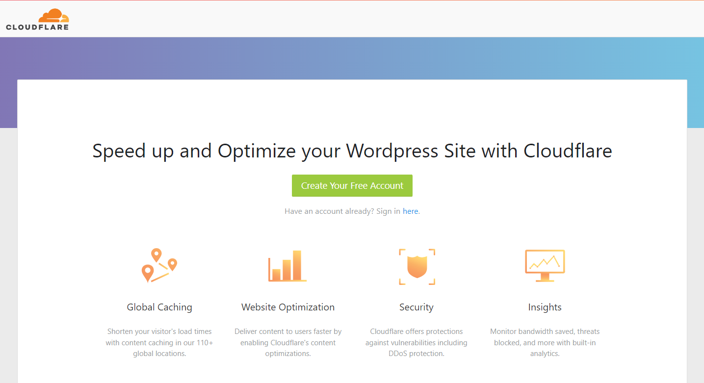 login to your cloudflare account or signup