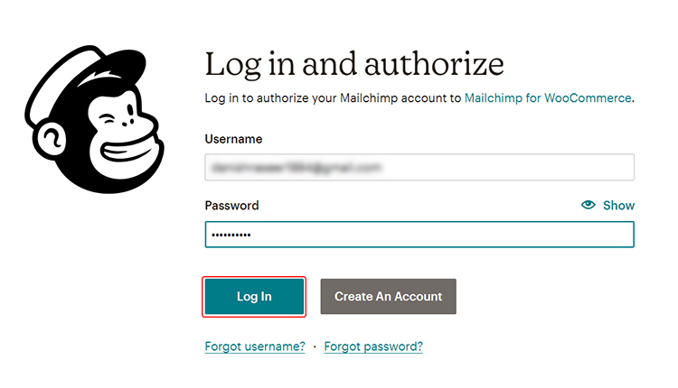 mailchimp login and authorize