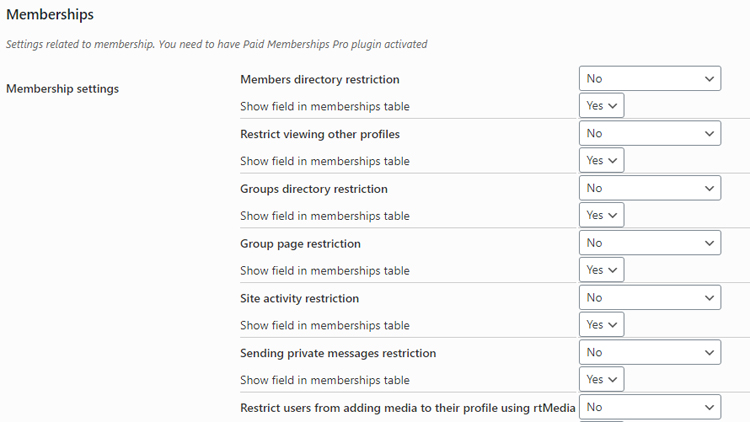 membership options