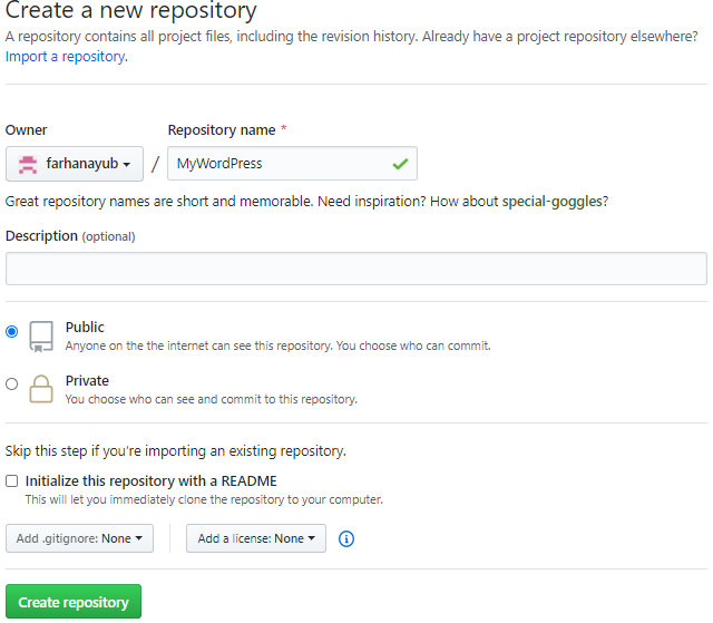 creating a new repository