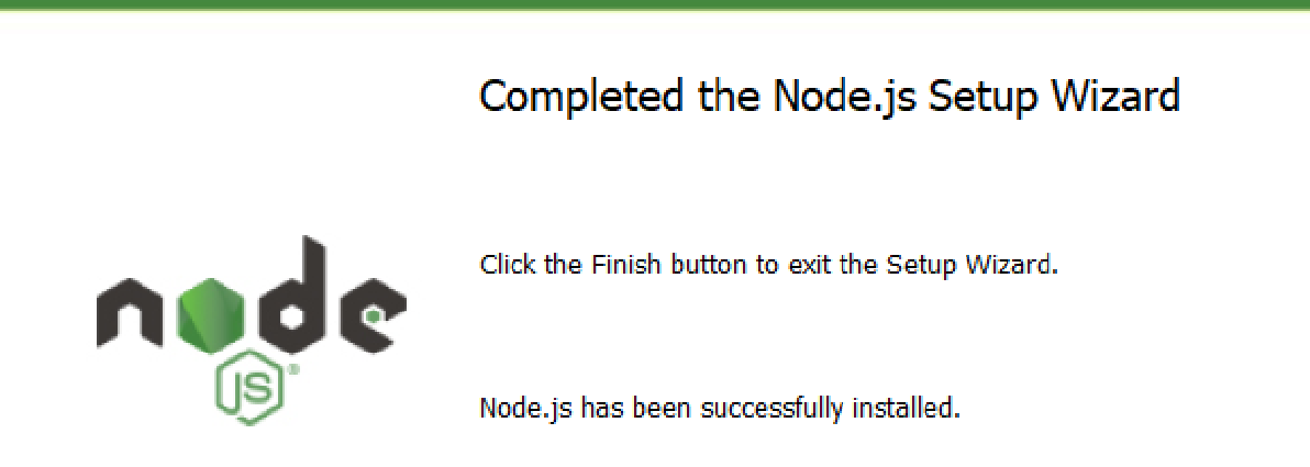 node js setup wzizard completed