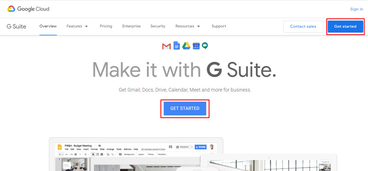 official g suite page