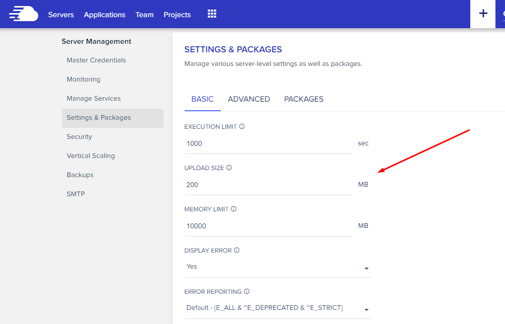 cloudways php settings