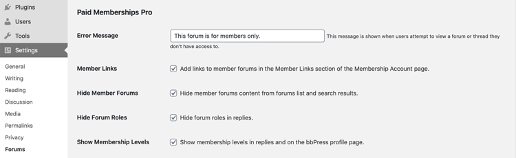 Forums Settings