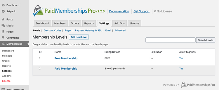 Paid Membership Pro License