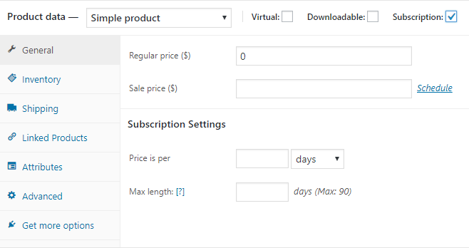 price range of the subscription