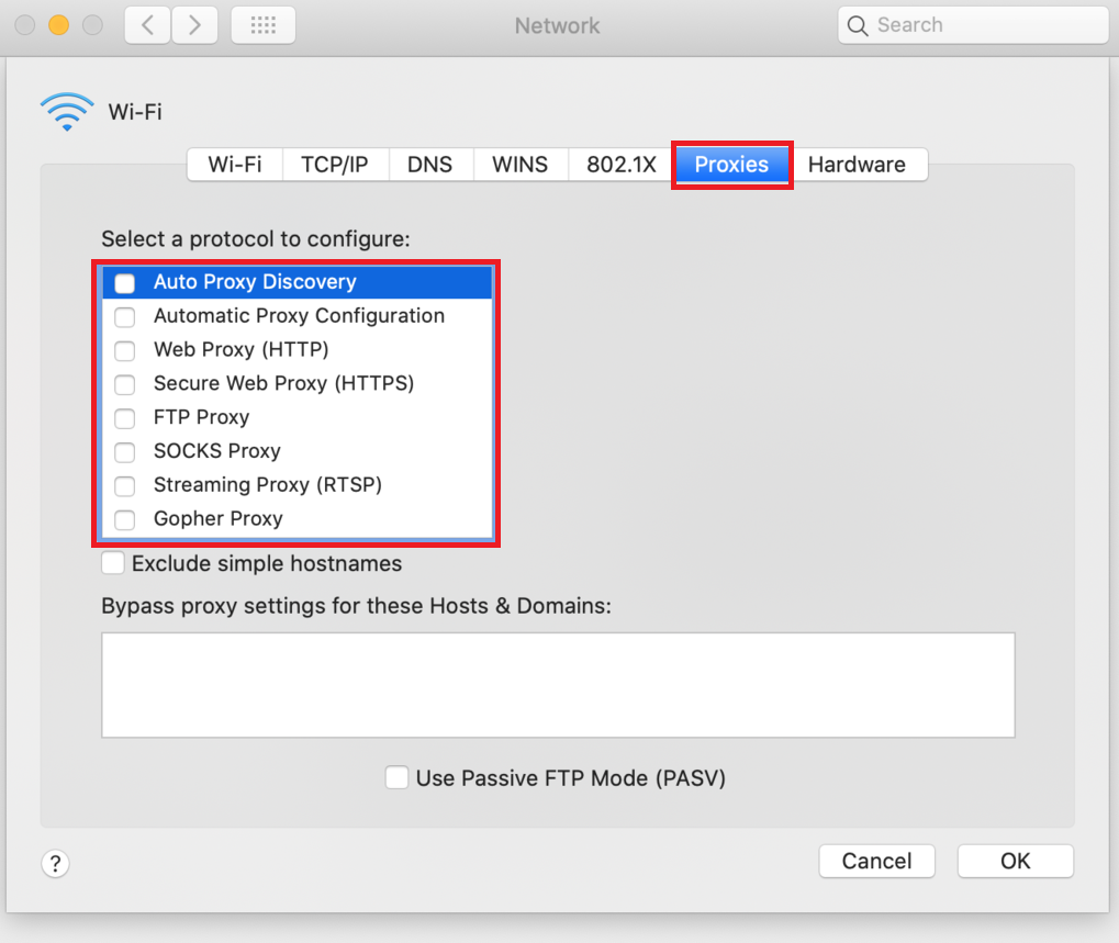 proxy settings on mac