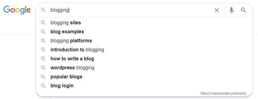 search blogging on google