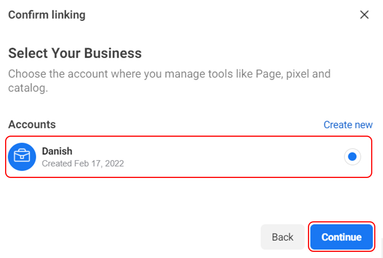 select business account