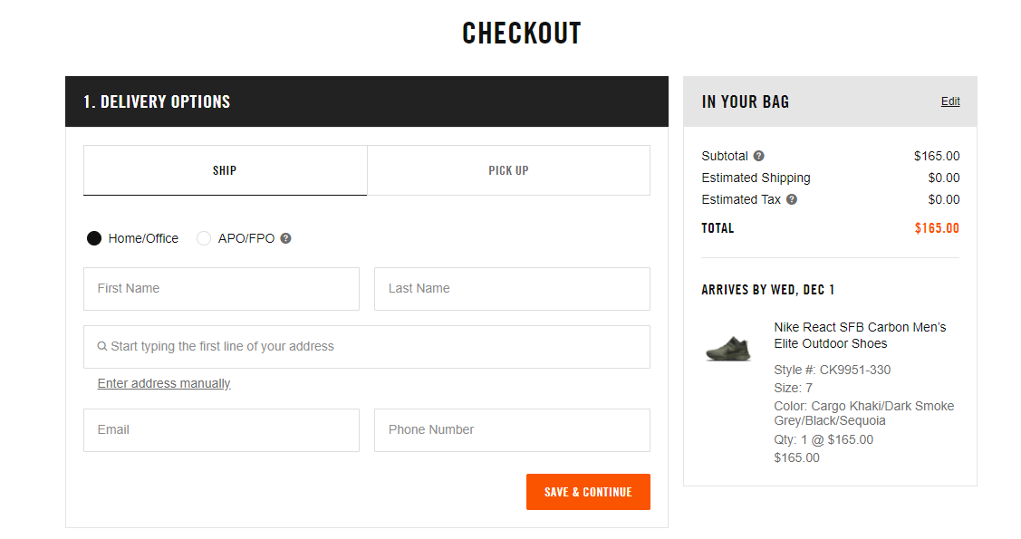 Screenshot of a checkout page showing order summary