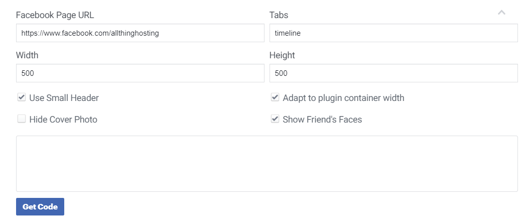 toggle the display settings for a small header and cover photo, adapt the container width of the plugin, and show your Facebook friends' faces