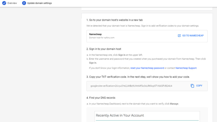 update domain settings for g suite