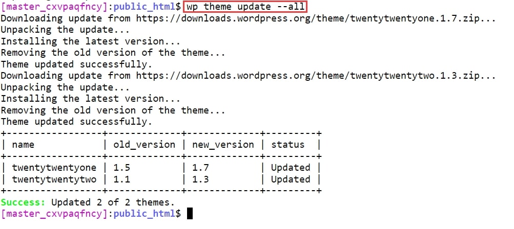 wp theme update all