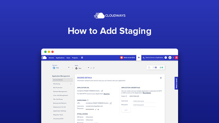 How to create & setup staging on Cloudways
