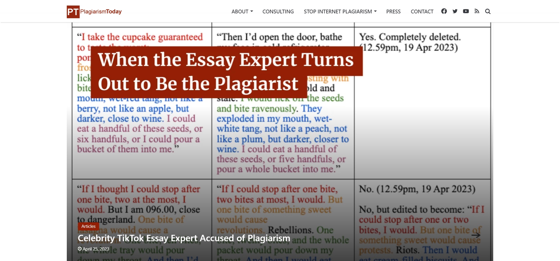 plagiarism today homepage