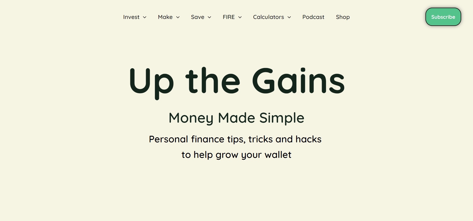 up the gains homepage