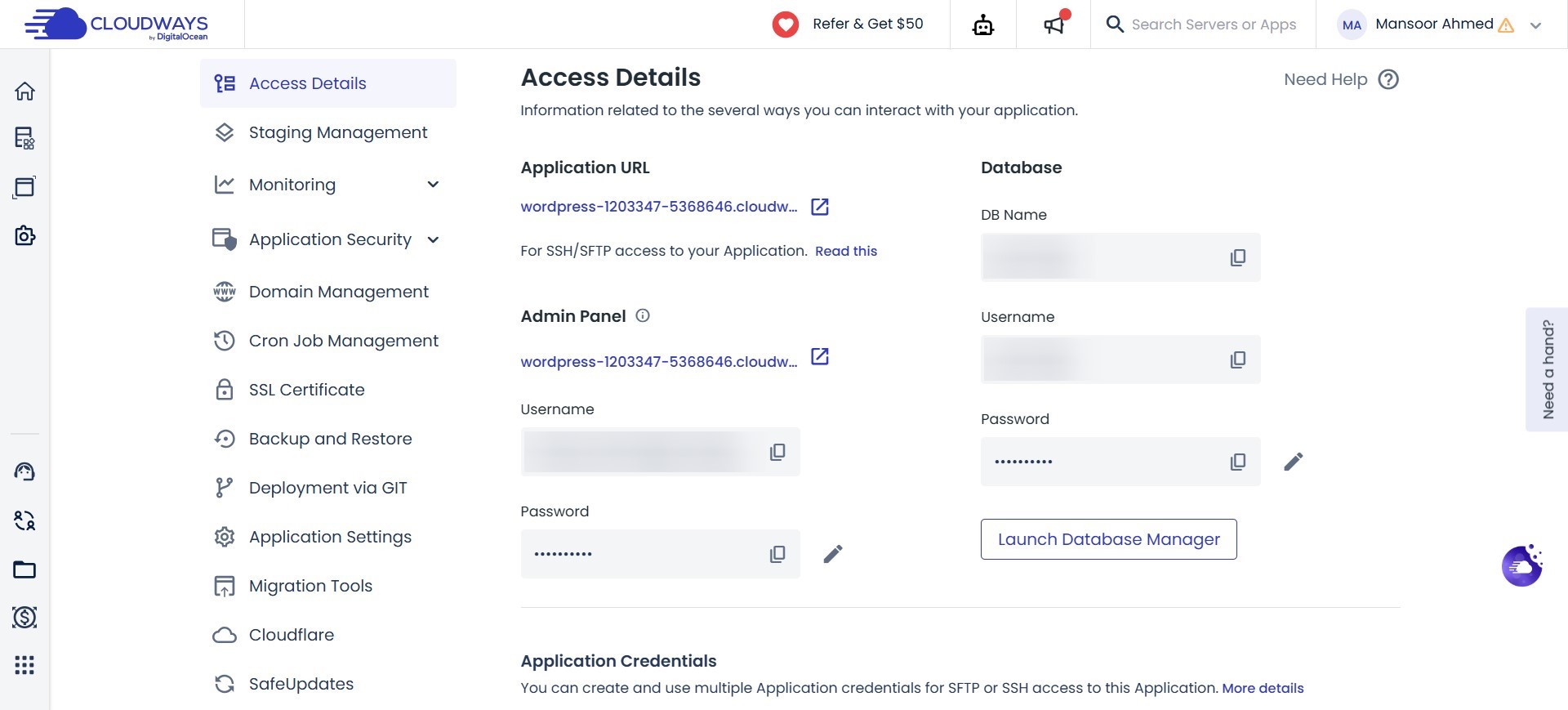 cloudways access details
