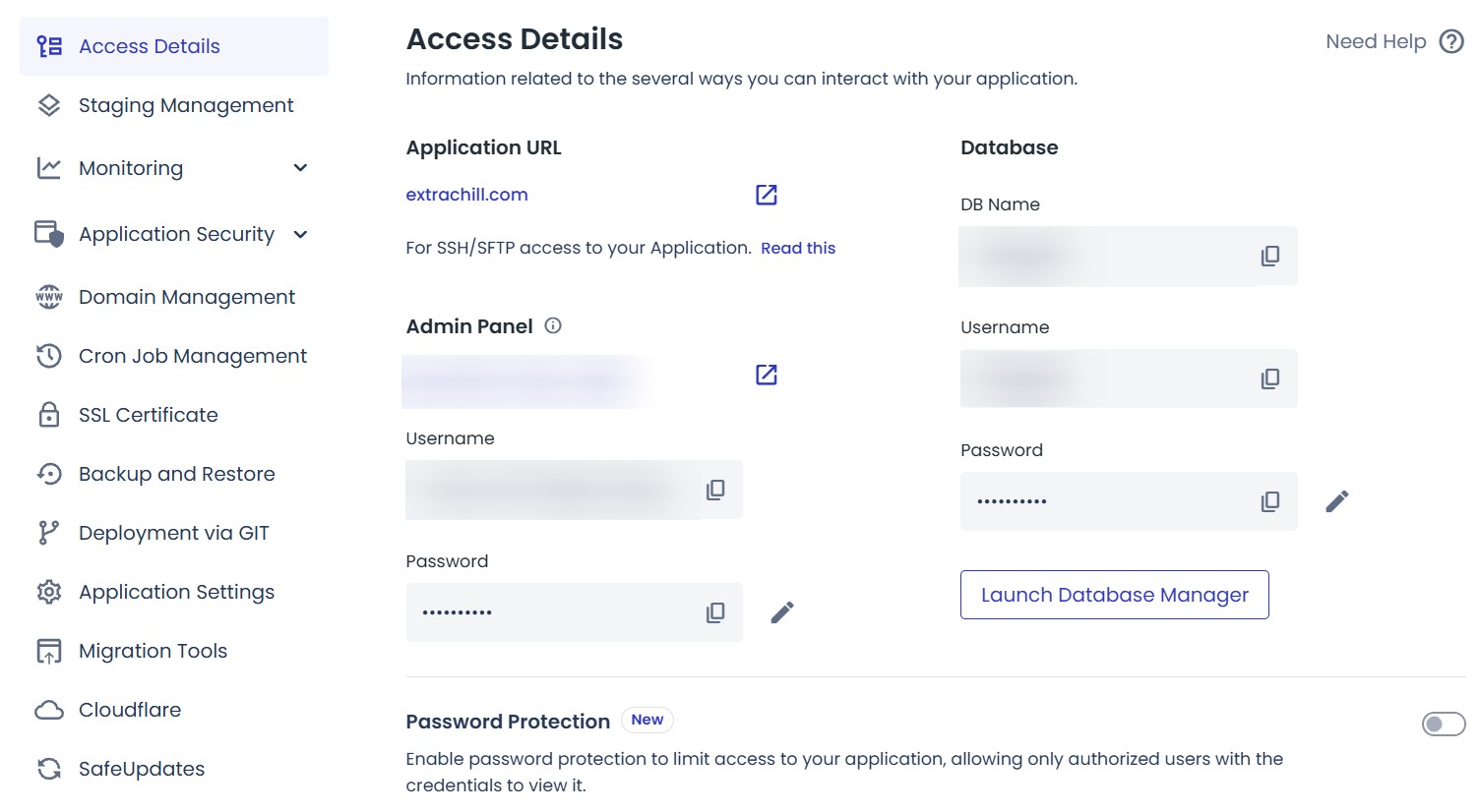 application access details