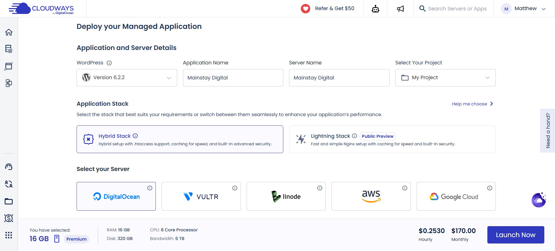 cloudways deployment dashboard mainstay digital