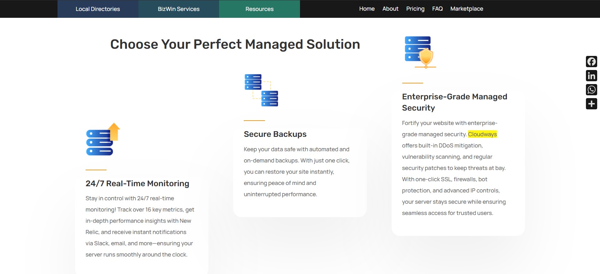 bizwin managed hosting security cloudways