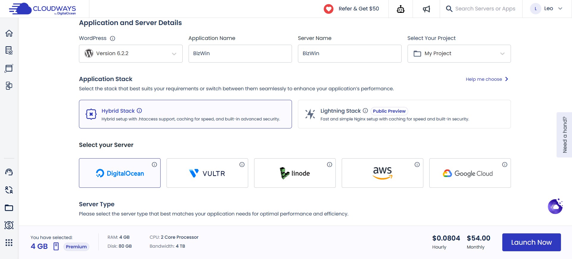 cloudways server setup digitalocean