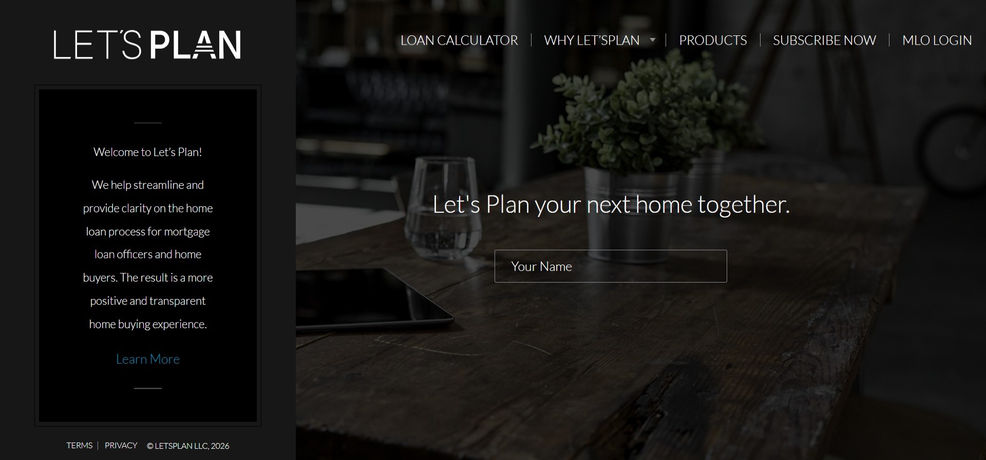 lets plan homepage