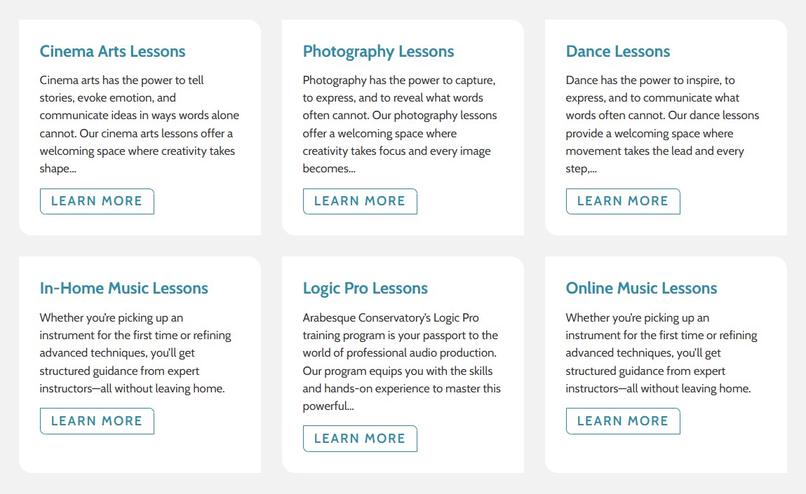 arabesque conservatory arts lessons