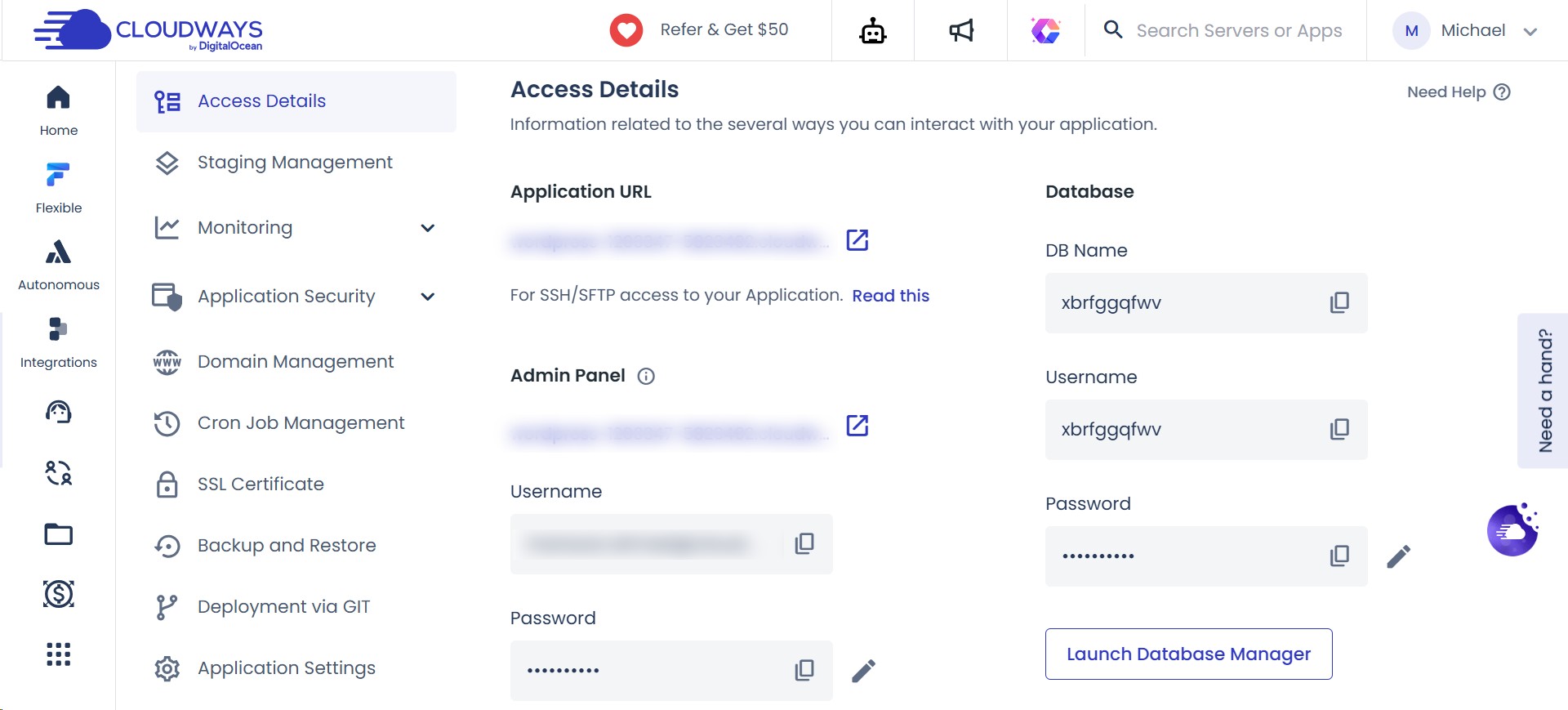 cloudways access details
