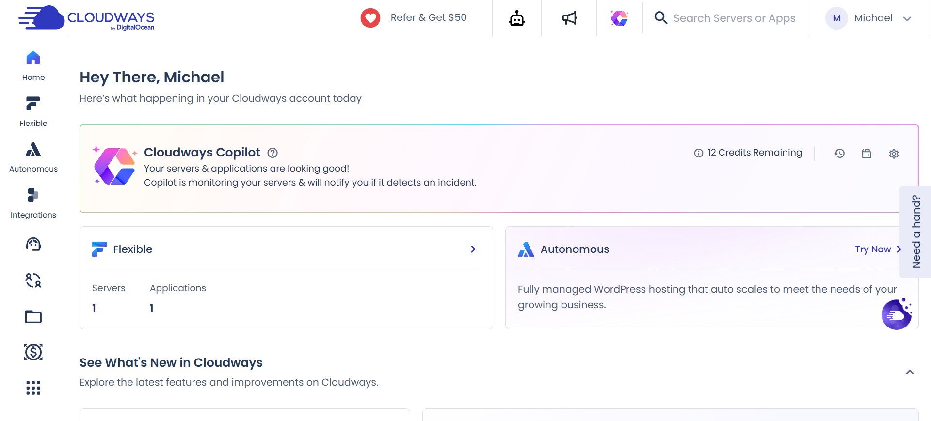 cloudways dashboard
