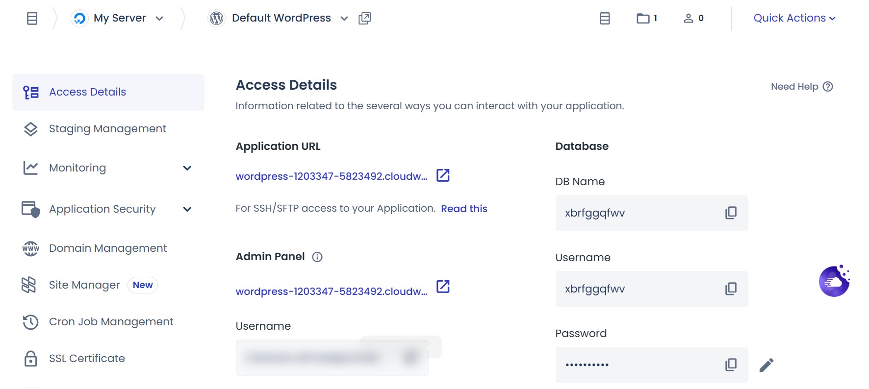 cloudways access details
