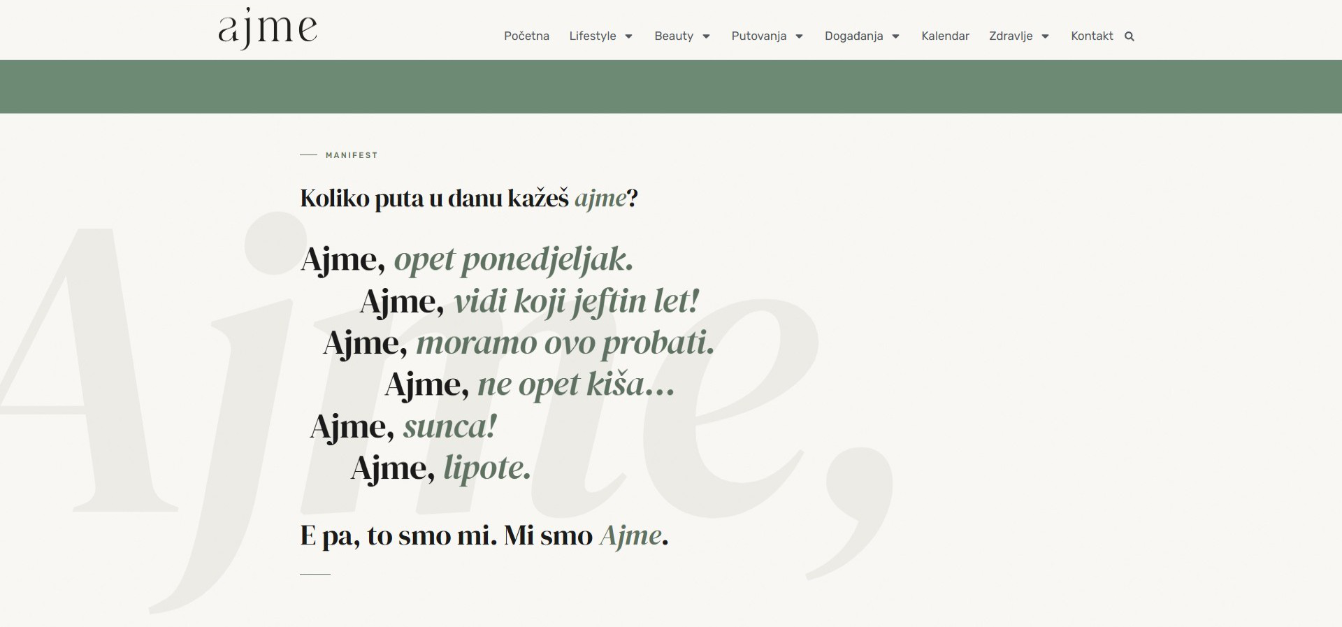 ajme manifesto homepage