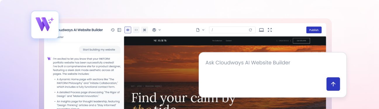 Cloudways AI Website Builder platform