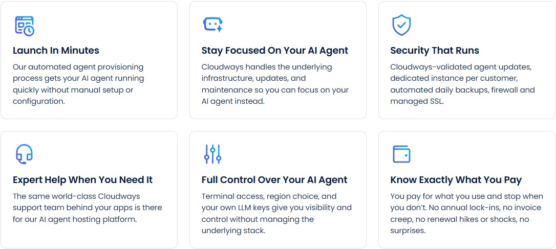 cloudways managed ai agents features