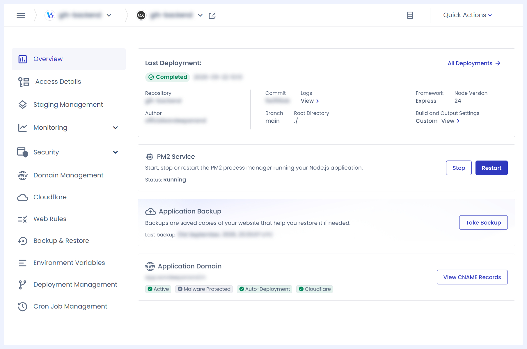 cloudways velocity dashboard