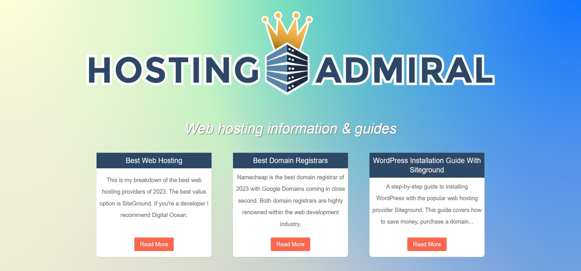 hosting admiral homepage